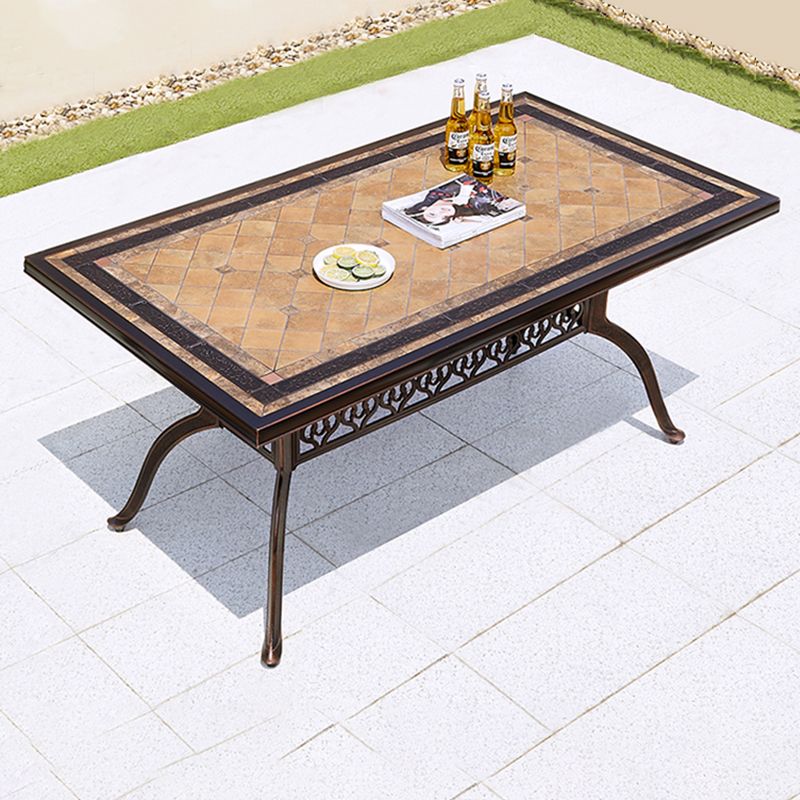 Modern Outdoor Patio Table Ceramic Rust Resistant Patio Table with Aluminum Frame