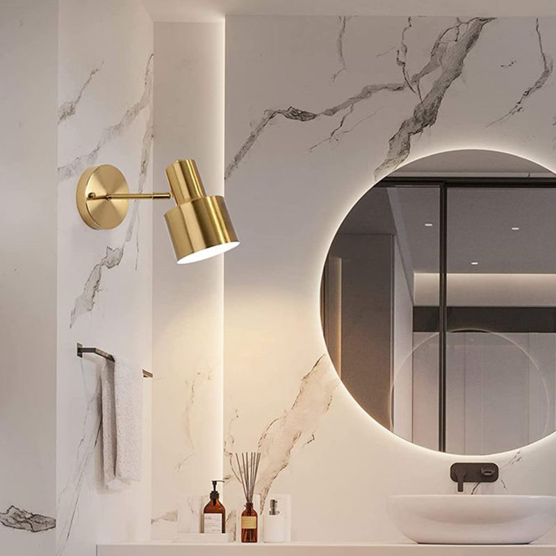 Modern Wall Sconce Cylinder Shape Vanity Lamp with Metal Shade for Bathroom