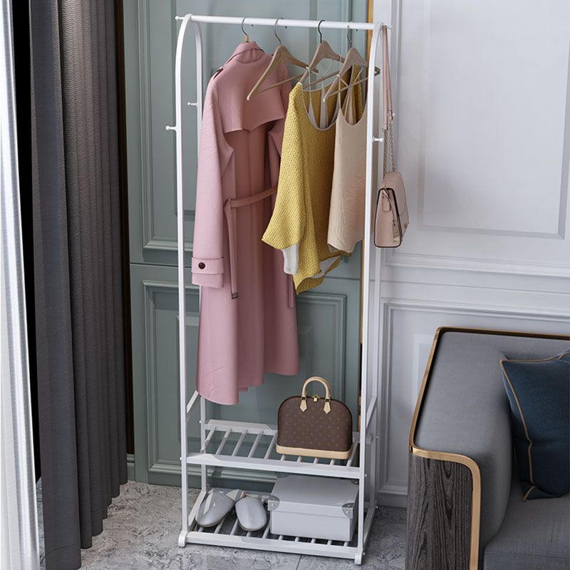 Glam Metallic Coat Hanger Free Standing Double Shelves Coat Rack for Living Room