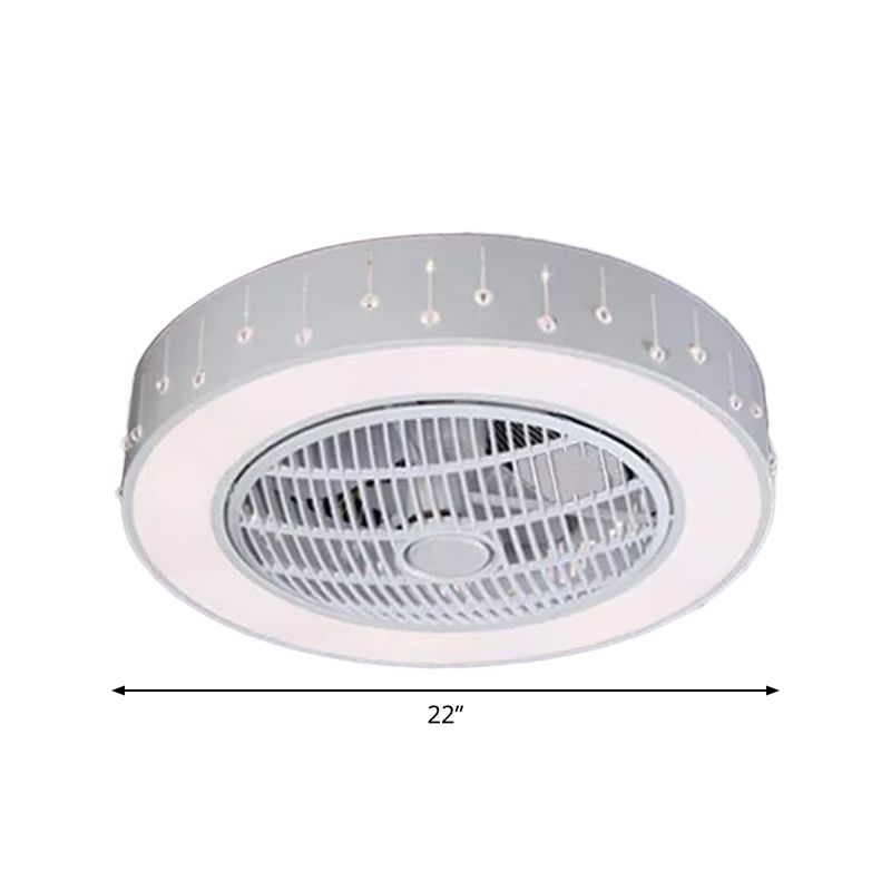 Bedroy LED de 22 "de ancho Semi Flush Contemporáneo White Hanging ventilador Ligera con tono acrílico redondo