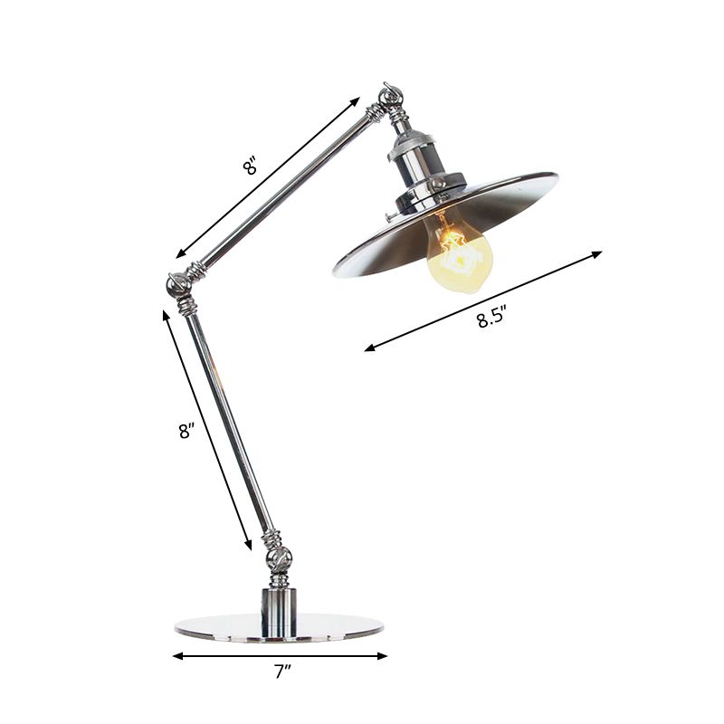 Éclairage de bureau d'étude effilée Metal 1 lumière de lecture industrielle Lumière Lumière avec 8 "+8" / 8 "+8" +8 "Longueur Bras en Chrome