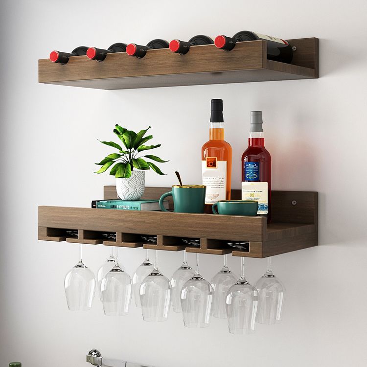 Industrial Solid Wood Wine Rack Kit Wall Mounted Wine Glass Stemware Rack Holder