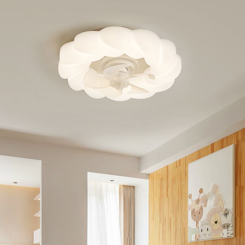 Nordic Style Ceiling Fan Lamp Round Shape Ceiling Fan Light for Children's Room