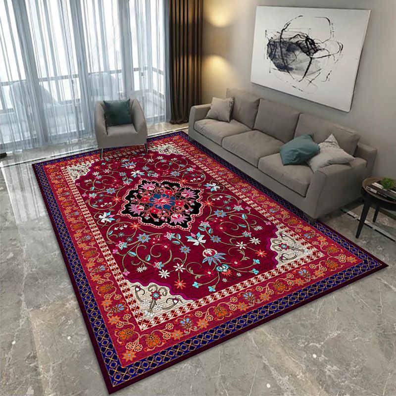 Glam Secteur ethnique Rug Retro Floral Carpet Tapis résistant Tapis résistant Papier pour la décoration de la maison