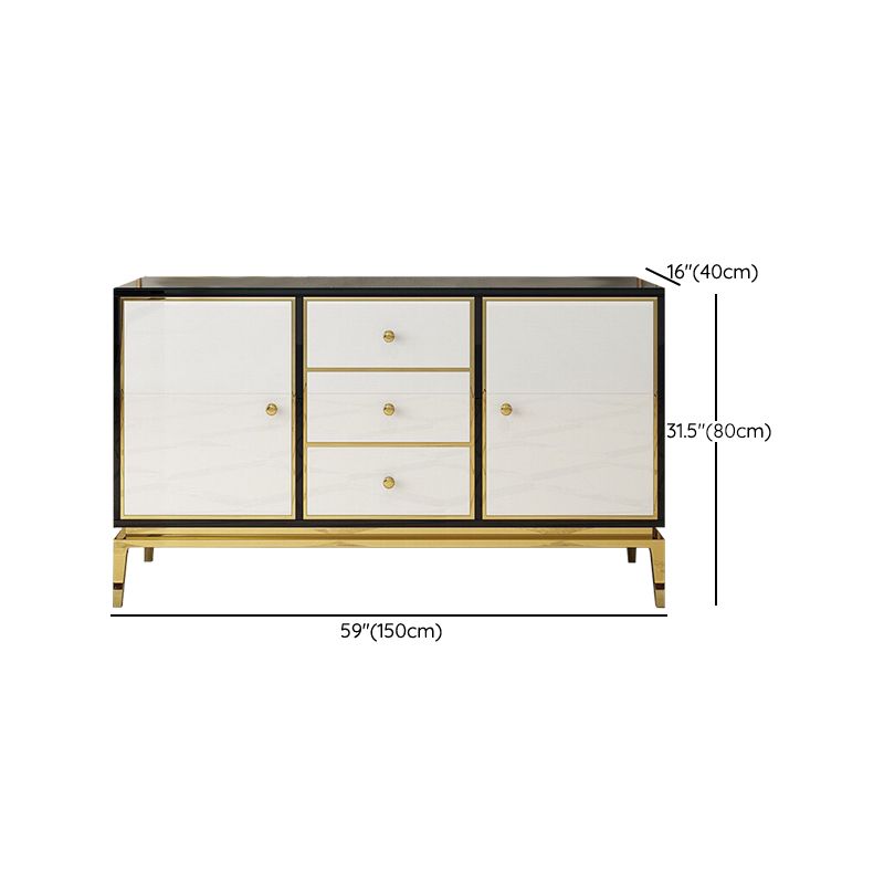 Glam Sideboard Buffet Mirrored 3 Drawers and 2 Doors Cabinets Buffet Sideboard