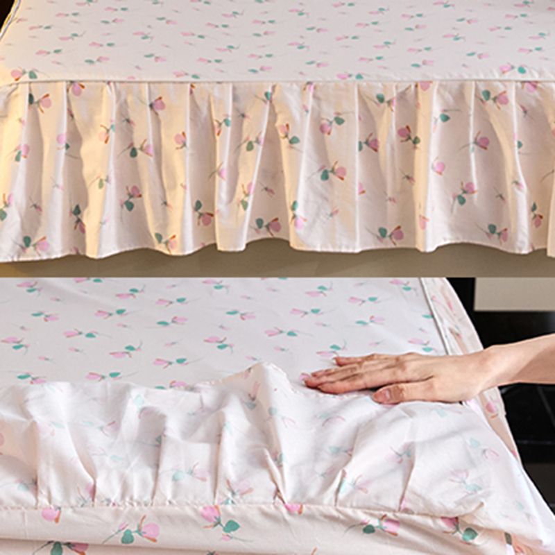 Modern Bed Sheet Set Spring Cotton Floral Print Fitted Sheet