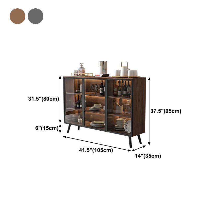 Modern Engineered Wood Sideboard 37.4"H Buffet Server with Glass Doors