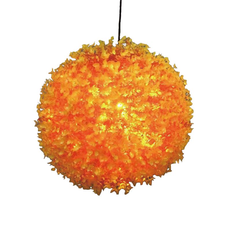 Metal Orange Hanging Light Spherical 1 Light Industrial LED Ceiling Lamp for Restaurant, 12"/14"/16" Diameter