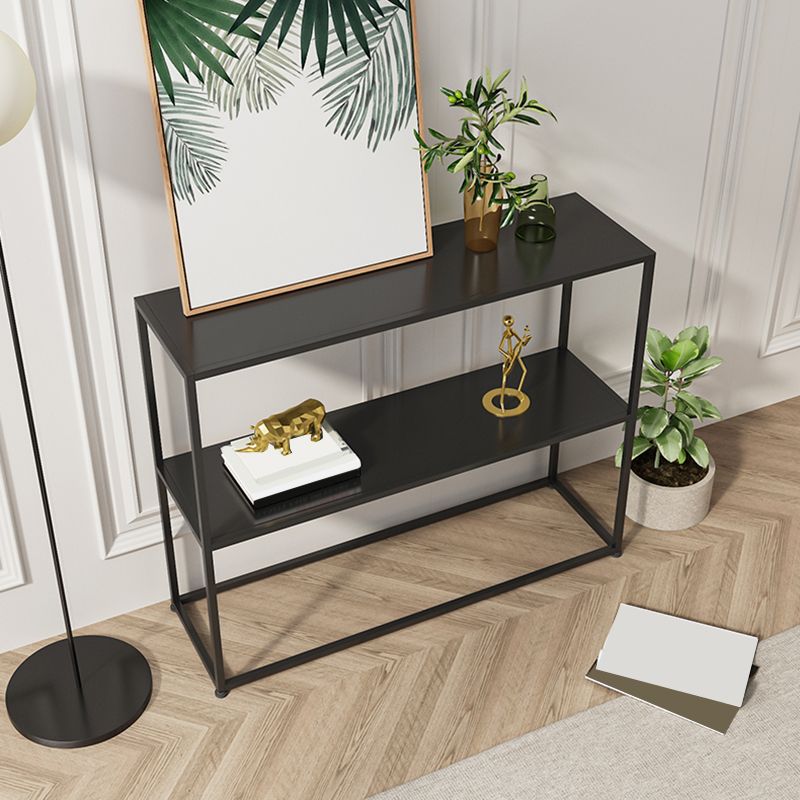 Storage Contemporary Iron Console Table with Shelf and Frame Base