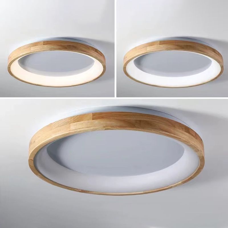 Modern Drum Shade Flush Mount Wood Flush Mount Light Fixture