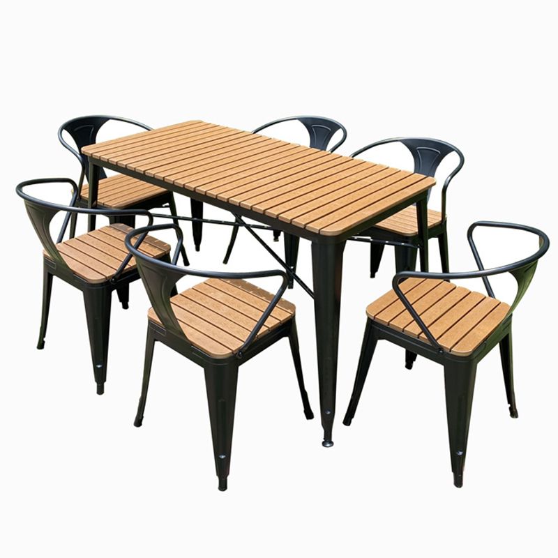 Modern Geometric Courtyard Table Artificial Wood Outdoor Table