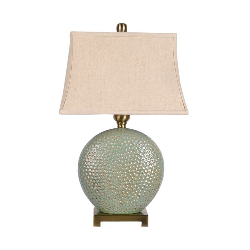 Flared Shaped Desk Light Vintage Style 1 Light Fabric Nightstand Lamp in Green for Bedside