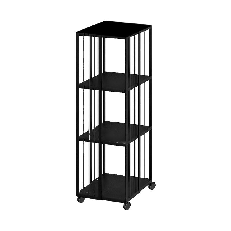 Modern & Contemporary Metal Shelf Open Back Bookcase with Caster