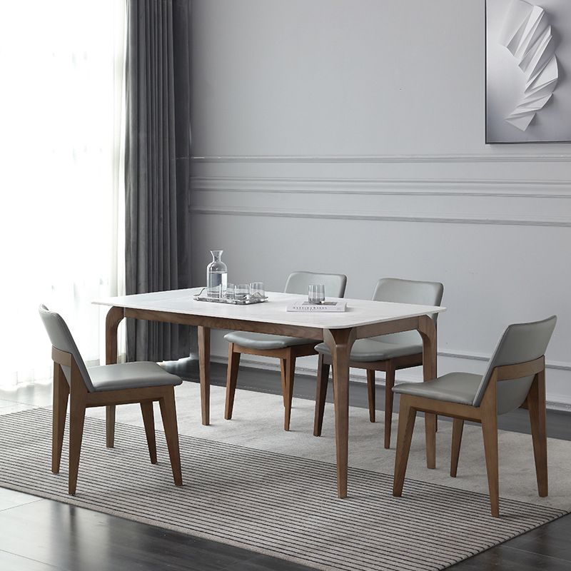 Pranzo in pietra a fissata contemporanea † † † Table¬ † con 4 gambe in legno massiccio set da pranzo da cucina