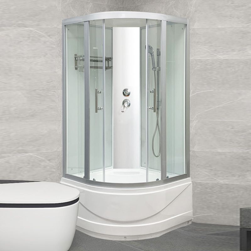 Round Tub & Shower Kit Double Sliding Tempered Glass Tub & Shower Kit