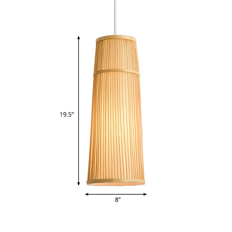 Pendre à bambou effilée Pendre Light Aymage Style 1 Light Beige Boue Lampe pour restaurant