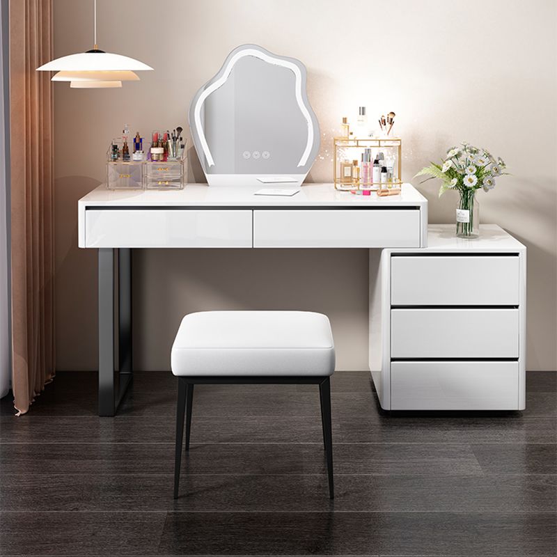 19.68" Wide Wood Vanity Set with Drawer Bright White Make-up Vanity