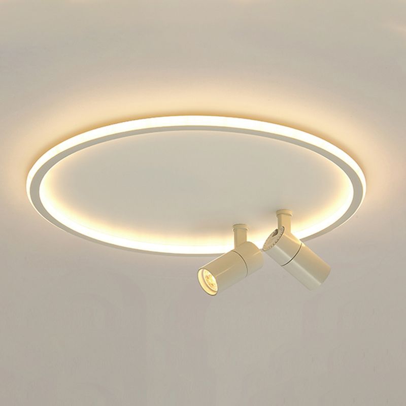 2-Light LED Semi Flush Mount in Modern Simplicity Circular Acrylic Ceiling Light in White