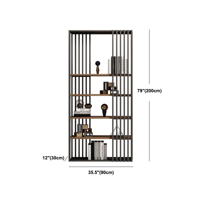 Contemporary Metal and Wooden Book Shelf Open Vertical Shelf Bookcase