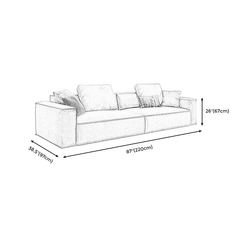 Contemporary Square Arm Sofa Water-Resistant Leather Couch  with Pillows