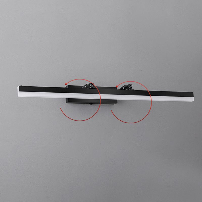 Lámpara de pared recta de metal Estilo nórdico Luz de espejo LED negro para el baño