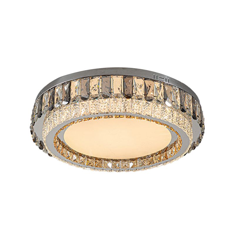 2-Light Golden Flush Mount Lighting Geometric Glass LED Ceiling Light for Foyer