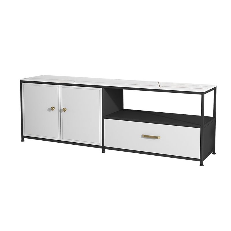 Stone and Metal TV Stand Console Contemporary TV Media Stand