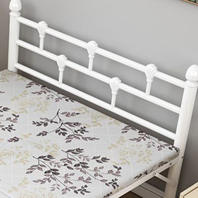 Scandinavian Standard Bed Metal Slat Headboard Kids Bed in White