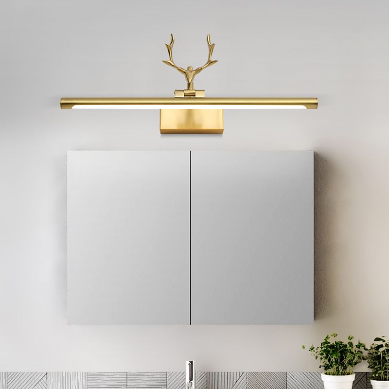 1-Light Linear Wall Lamps Modern Style Metal Vanity Lighting in Gold