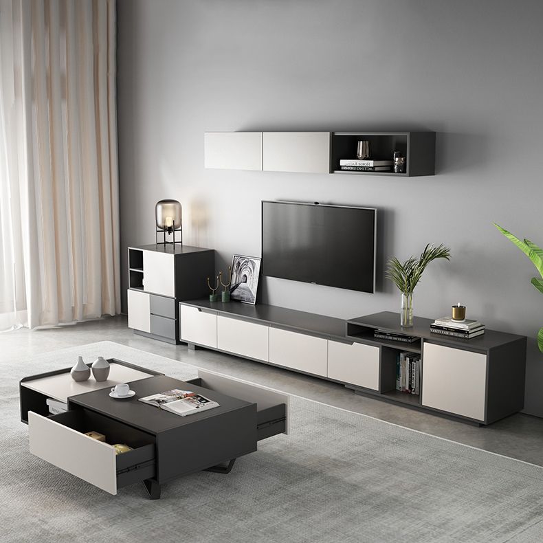 Modern TV Stand With Glide Drawer , Grey , TV Cabinet with Storage