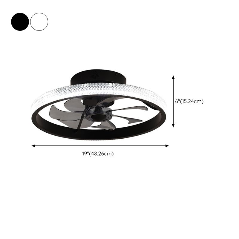 7-Blade Contemporary Ceiling Fan White/Black LED Fan with Light for Foyer