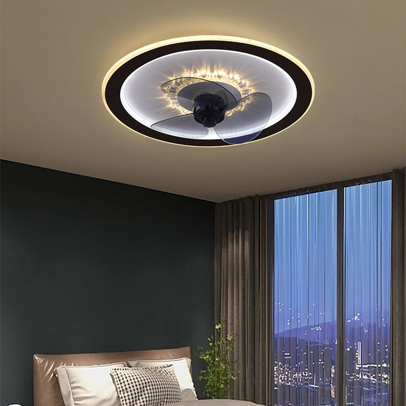 Modern Concise LED Ceiling Fan Light Iron Geometric Ceiling Fans with Acrylic Shade