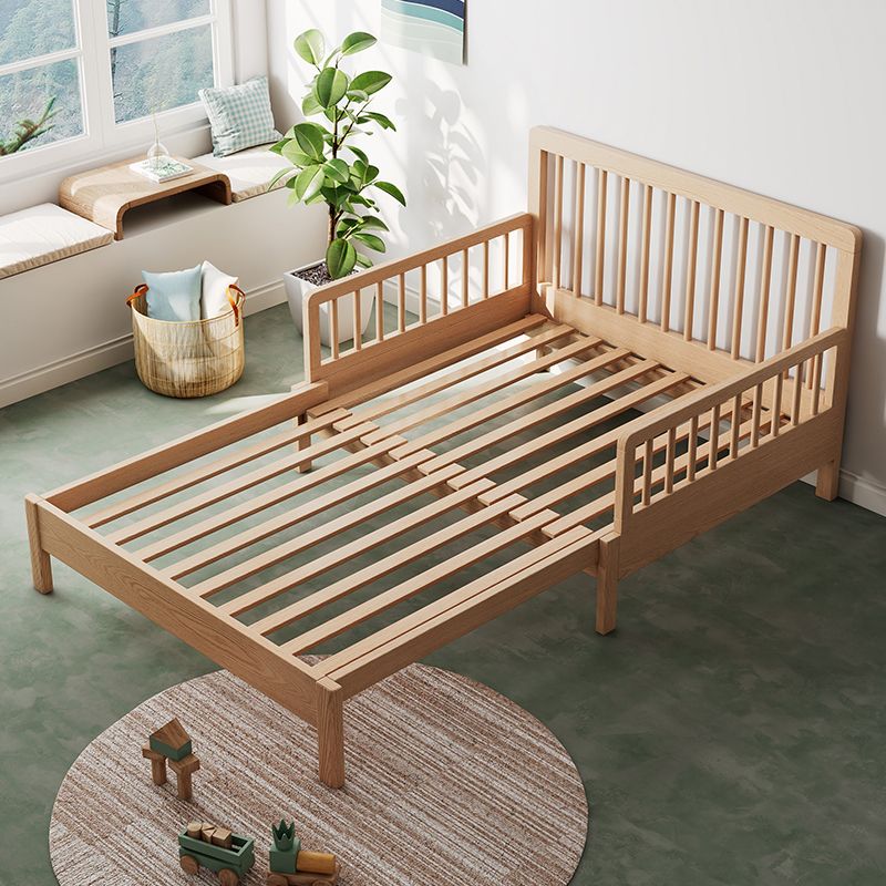 Contemporary Natural Daybed Solid Wood Kids Bed with Guardrail