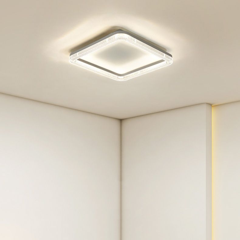 Single White Finish Flush Mount Lighting Circle Ceiling Light for Bedroom