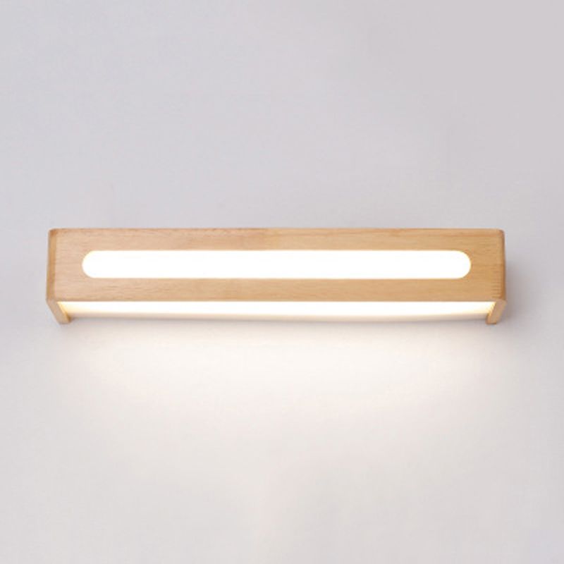 Contemporary Single Beige Bathroom Vanity Light LED Wooden Bath Bar