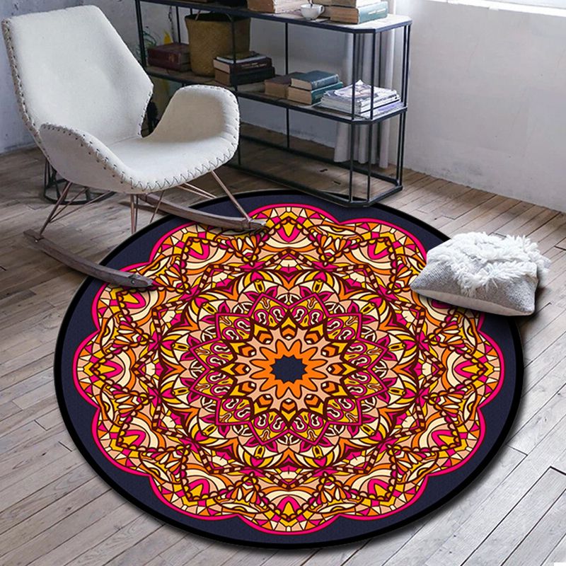 Folks multicolor mandala alfombra sintética de alfombra marroquí alfombra para mascotas lavable para mascotas para sala de estar para sala de estar