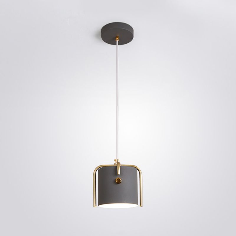 Bucket Shade Drop Pendant Modernist Metal 1 Head Dining Room Hanging Lamp Kit with Cross Top