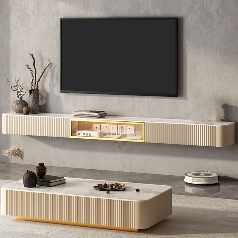 Glam Stone TV Stand Floating TV Media Stand with Drawers for Living Room