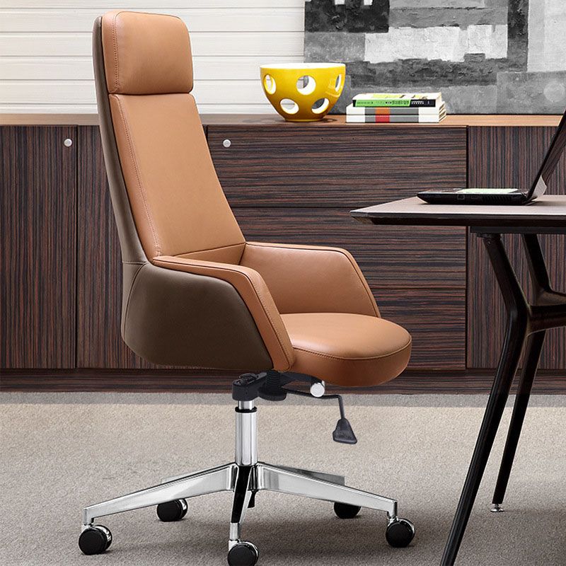 Modern Computer Chair Fixed Arms Chair Leather Management Office Chair