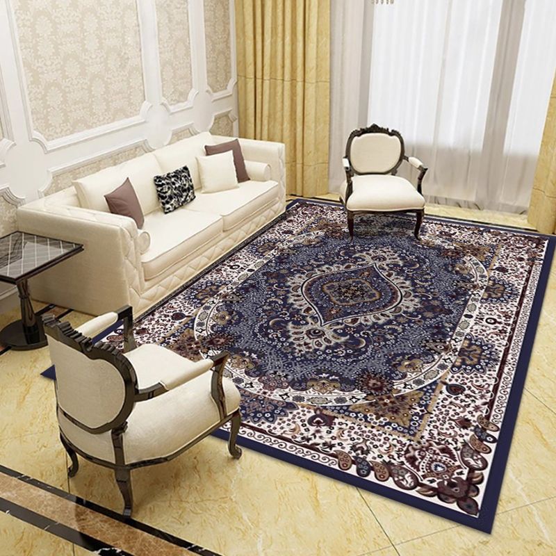 Multicolor Home Decoration Carpet Distressed Moroccan Print Area Rug Polyester with Non-Slip Backing Rug