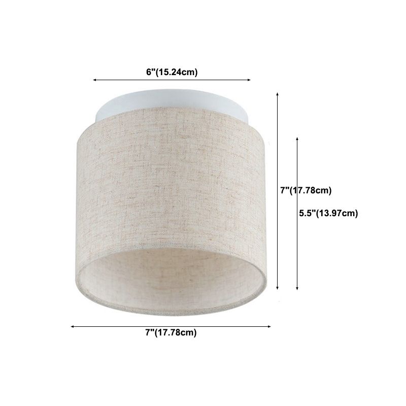 Half Cylinder Fabric Flush Mount Light Modern 1 Light Flush Mounted Light Fixture in White