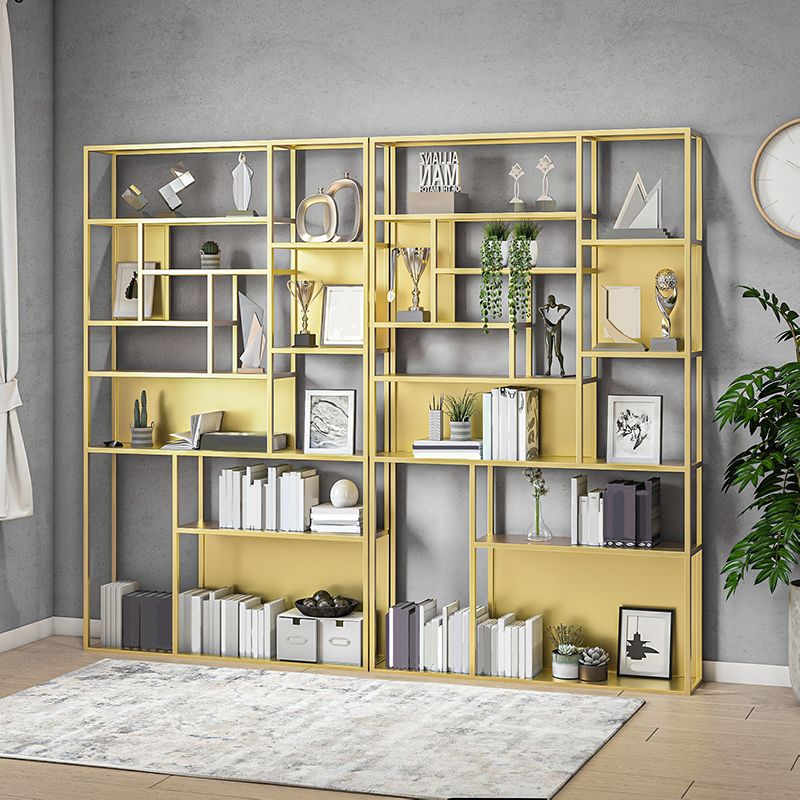 Metal and Wood Modern Book Shelf Open Floor Shelf Bookcase for Home