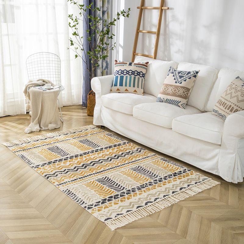 Retro Carpet Ameicana Pattern Cotton Blend Rug Fringe Design Carpet for Home Decor