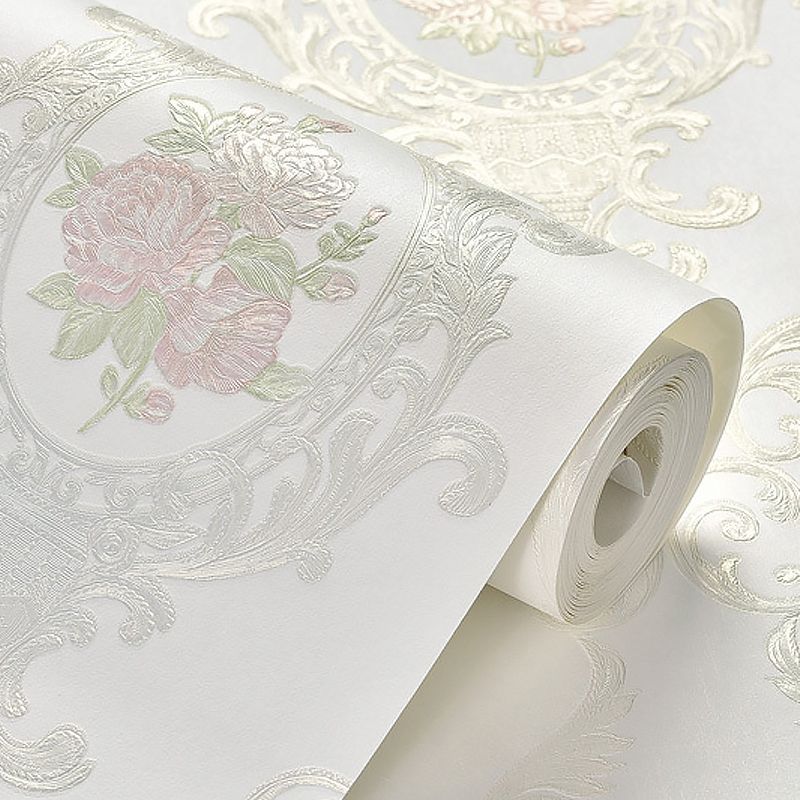 Pastel Color Diamond Patterned Wallpaper Damask Antique Stain Resistant Wall Decor for Bedroom