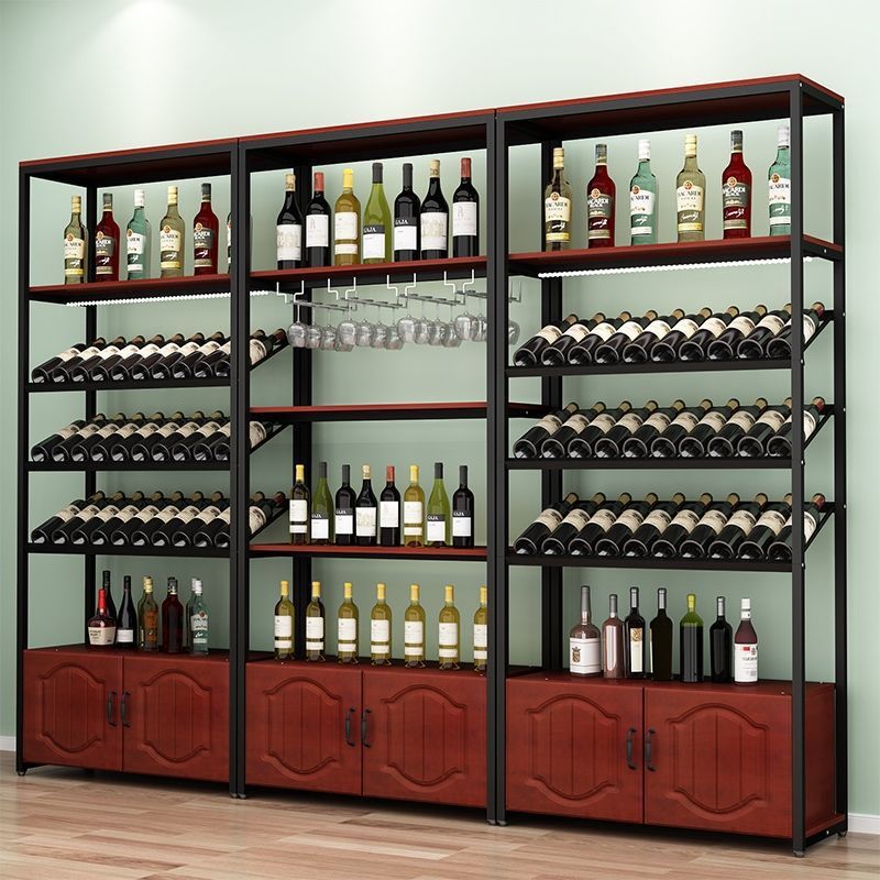 Freestanding Mid-Century Modern Wine Holder Wood and Metal Wine Jail Manufactured Wood