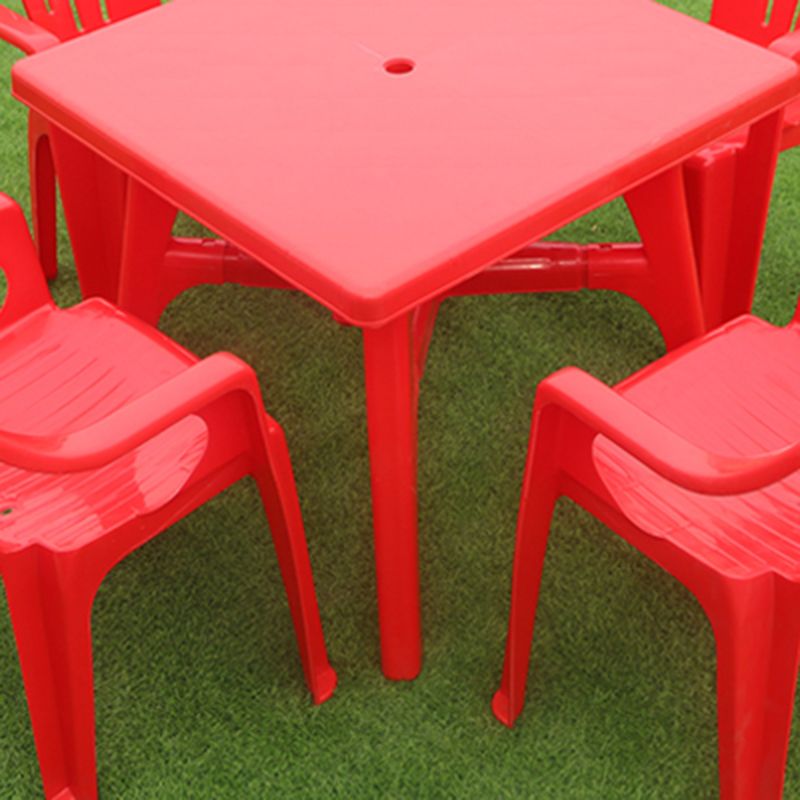 Contemporary Plastic Patio Table Outdoor Dining Table with Umbrella Hole