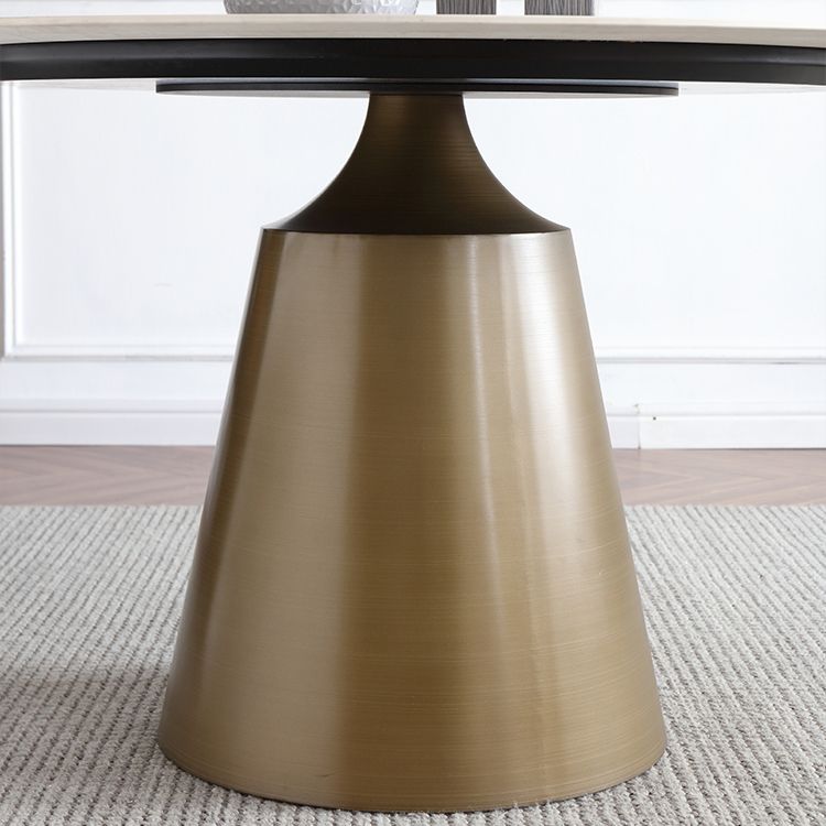 Mesa redonda de piedra sinterizada para la mesa de comedor moderna del restaurante con pedestal de metal