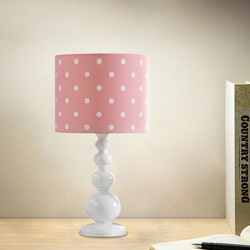 Drum Shade Desk Lighting with Spot/Stripe Shape Minimal Resin 1 Bulb Blue/Pink Night Lamp