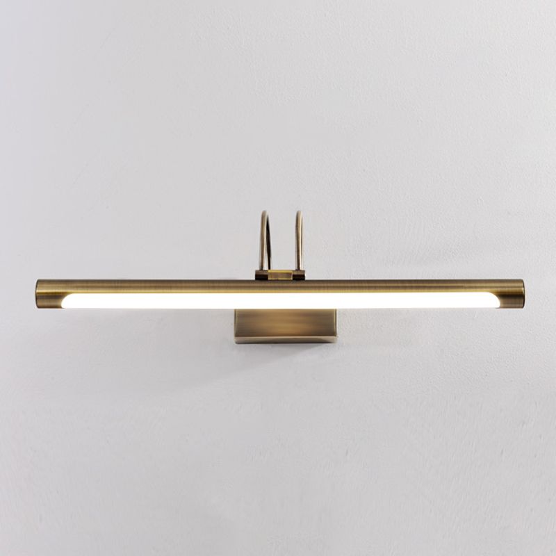 Metal Linear Shape Mirror Wall Lighting Modern 1 Light Mirror Wall Mount Fixture in Nickel