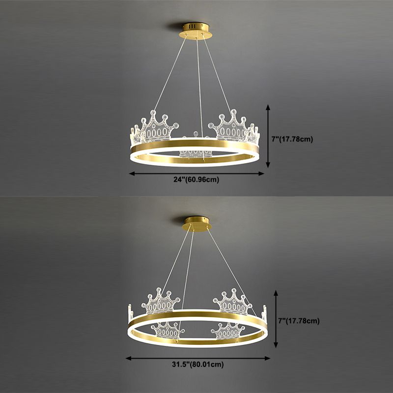 Postmodern Circle Chandelier Brass Chandelier Pendant in Gold for Dining Room